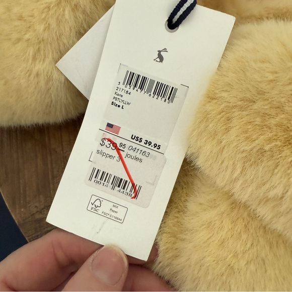 BNWT Joules Faux Fur Slippers Size Large - Picture 6 of 7